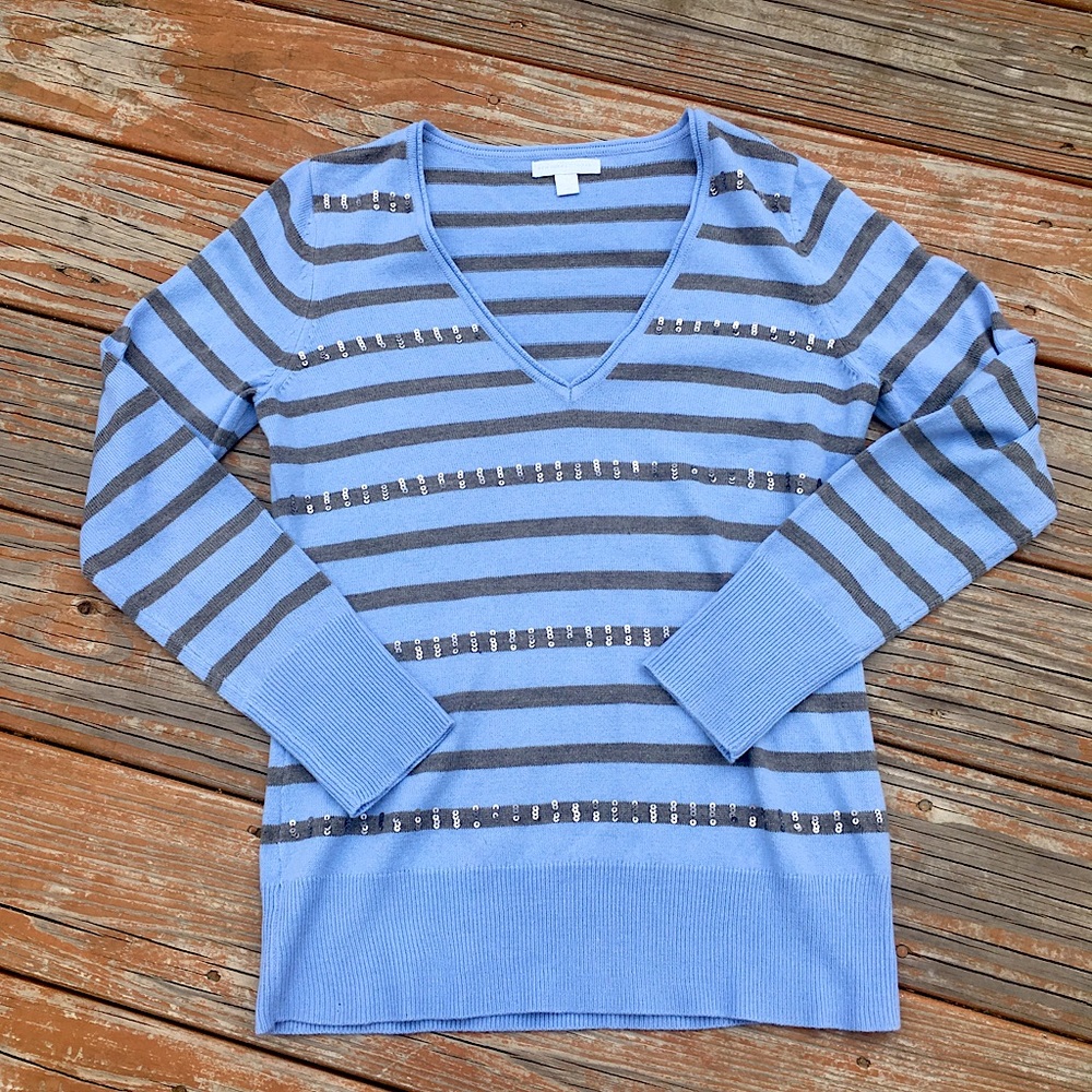 New York & Company Blue Striped Sweater| size S